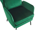 Wing Back Velvet Accent Chair, Modern Living Room Armchair Comfy Upholstered Single Sofa Chair For Bedroom Dorms Reading Reception Room With Metal Legs & Pillow, Green Green Velvet
