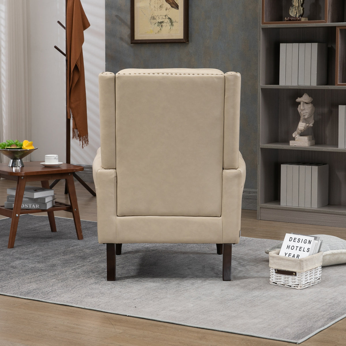 Coolmore Wood Frame Armchair, Modern Accent Chair Lounge Chair With Sturdy Wood Legs For Living Room Bedroom Camel Pu Camel Foam Pu Leather
