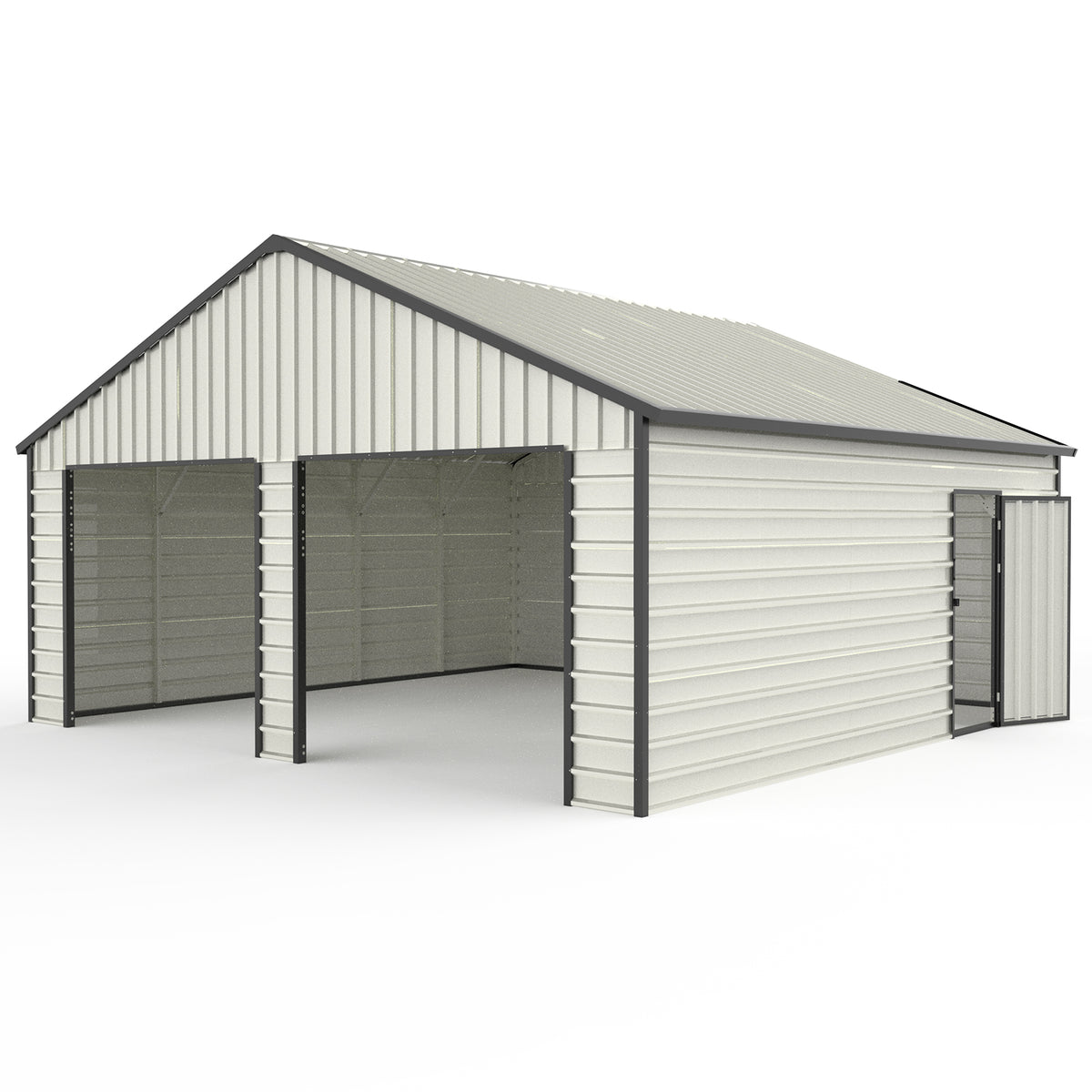 23Ft X 22Ft Double Garage Metal Shed With Side Entry Door White Garden & Outdoor Metal