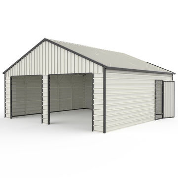 23Ft X 22Ft Double Garage Metal Shed With Side Entry Door White Garden & Outdoor Metal
