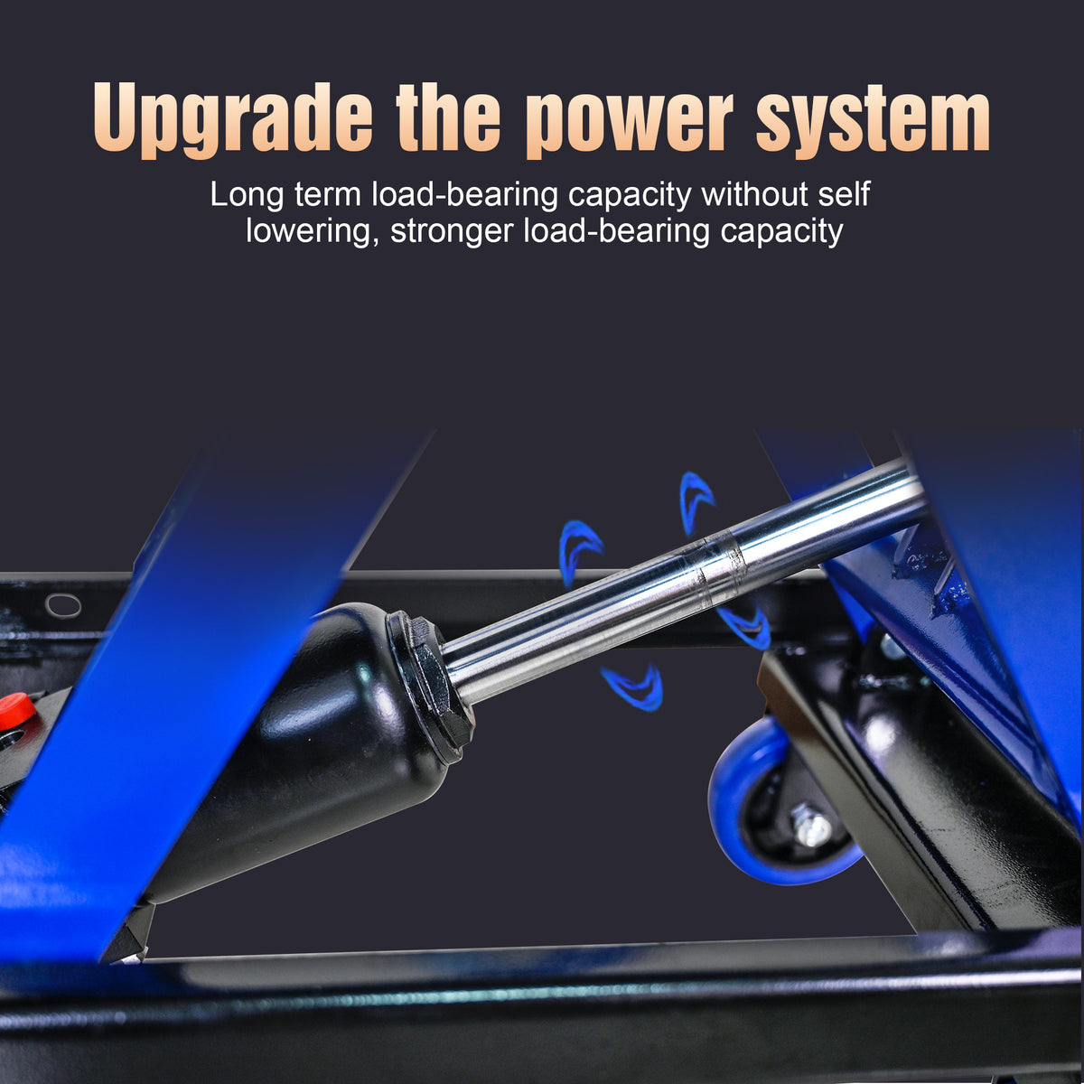 Hydraulic Lift Trolley, 500 Lbs Capacity, With 4 Wheels, For Material Handling And Transportation, Black Blue Black Blue Steel