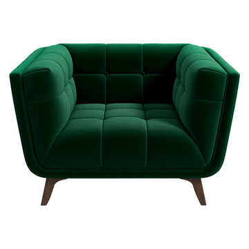 Addison Lounge Chair Dark Green Velvet Brown,Dark Green Brown Velvet Wood Tufted Back Mid Century Modern Foam Solid Wood,Velvet
