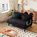 Velvet Black 55 Convertible Chair Bed, Tri Fold Sofa Bed With Adjustable Backrest & Pillow, Leisure Chaise Lounge Couch With Sturdy Steel Frame For Home & Office, Comfortable Sleeper Chair Black Velvet Metal Primary Living Space Medium Firm Contemporary