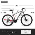 A2757 27 Inch Mountain Bike 21 Speed, Suspension Fork, Aluminum Frame Disc Brake, Mountain Biking For Both Men And Women. Grey American Design Aluminium