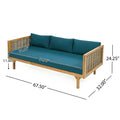 Claremont 3 Seater Daybed With Rattan Arms Teak Cushion Teak Wood Fabric Rattan