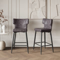 28Inch Counter Height Bar Stools Set Of 2, Modern Bar Upholstered Chairs With Pu Leather, Metal Footrest And Frame For Kitchen Island, Bar Table, Dining Room, Gray Solid Kitchen Solid Back Set Of 2