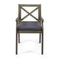 Perla Dining Chair,2Pcs With 2 Cushions Dark Grey Acacia Wood