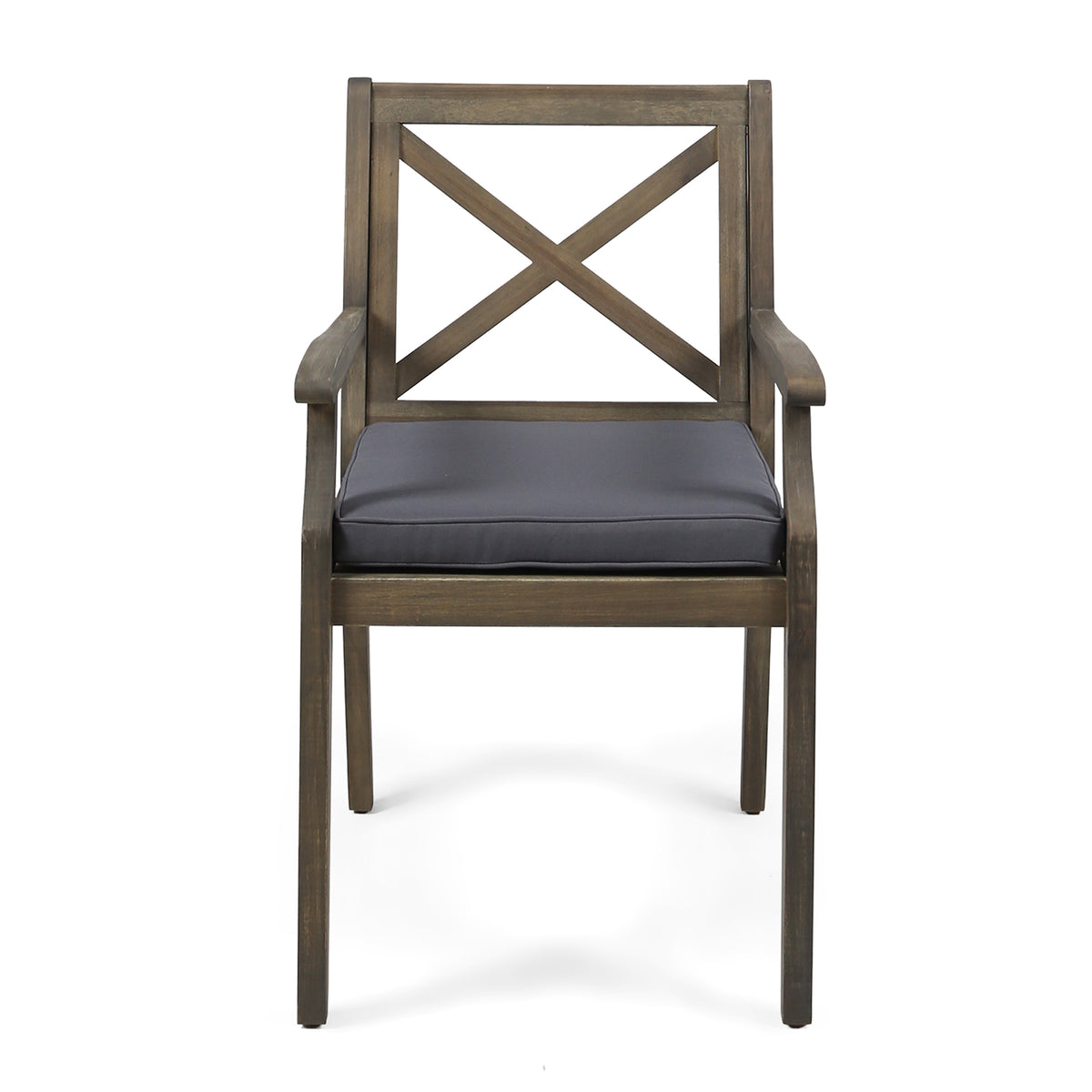 Perla Dining Chair,2Pcs With 2 Cushions Dark Grey Acacia Wood