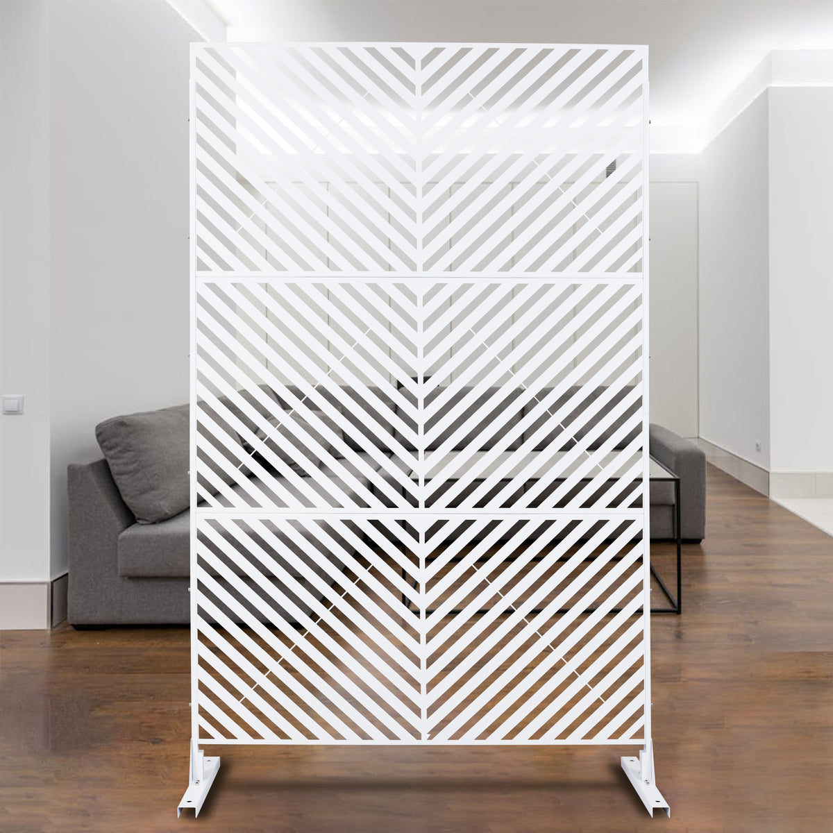 Outdoor & Indoor Privacy Screen Metal Privacy Screen 76" H 48" W, Freestanding Decorative Privacy Screen For Deck Balcony Patio, Privacy Fence Panels For Outside Lawn Garden Ps113 White White Steel