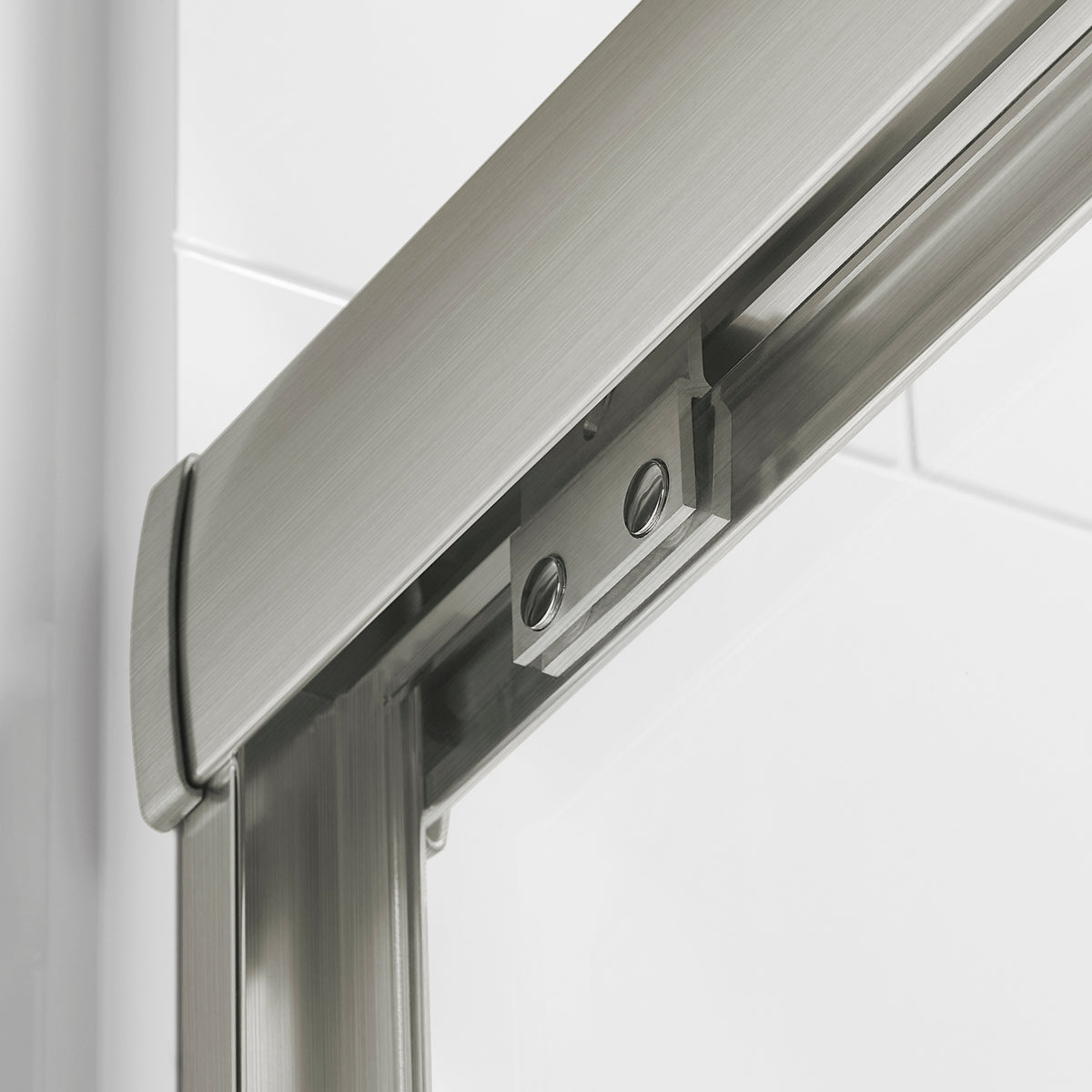 56" 60"W X 70"H Framed Shower Door, Bathroom Double Sliding Shower Door, 1 4" 6Mm Clear Tempered Glass, Bypass Glass Door, Brushed Titanium Finish Brushed Titanium Bathroom American Design Glass