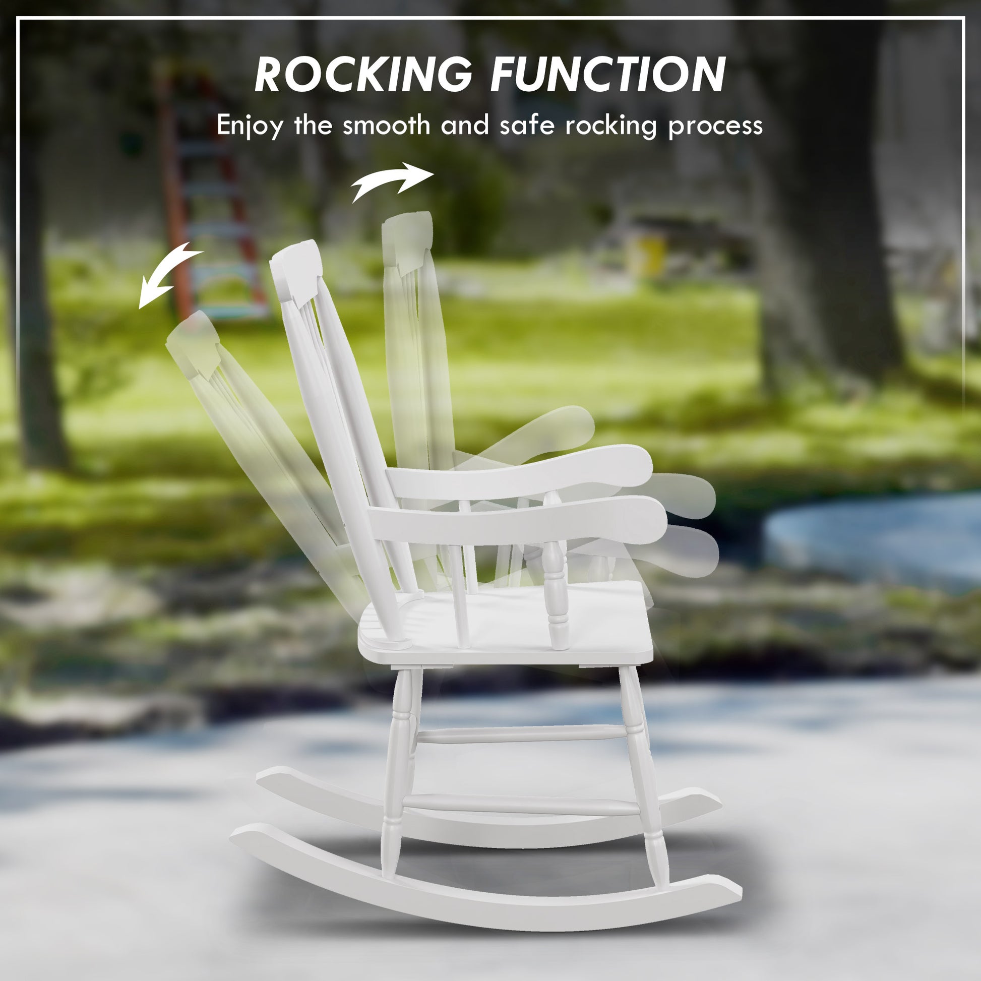 Outsunny Outdoor Wood Rocking Chairs Set Of 2, 350 Lbs. Porch Rockers With High Back For Garden, Patio, Balcony, White White Wood