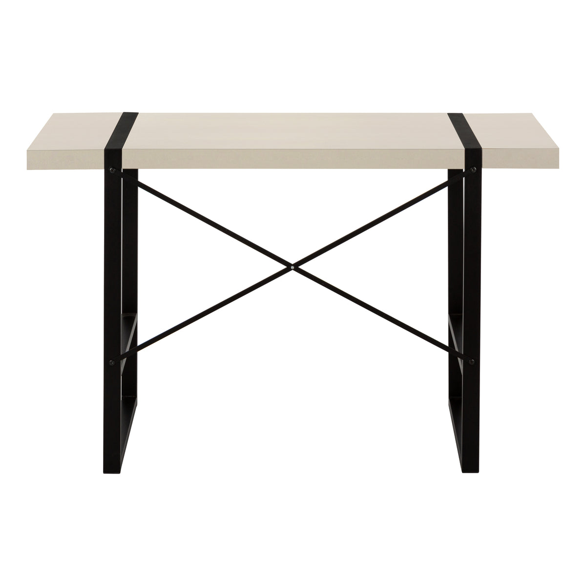 Computer Desk, Home Office, Laptop, 48"L, Work, Beige Laminate, Black Metal, Contemporary, Modern Taupe Particle Board