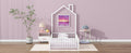 Twin Size Metal House Platform Bed With Guardrail And Chimney, White Box Spring Not Required Twin White Metal Metal