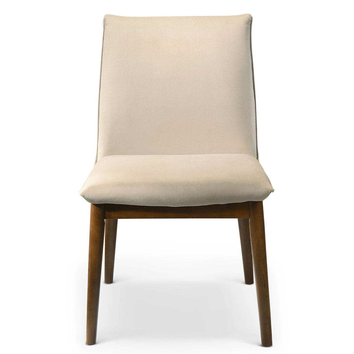 Monza Beige Velvet Dining Chair Set Of 2 Solid Beige,Brown Brown Dining Room Foam Wipe Clean Mid Century Modern Dining Chairs Foam Solid Wood,Velvet