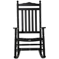 Outsunny Traditional Wooden High Back Rocking Chair For Porch, Indoor Outdoor, Black Black Wood