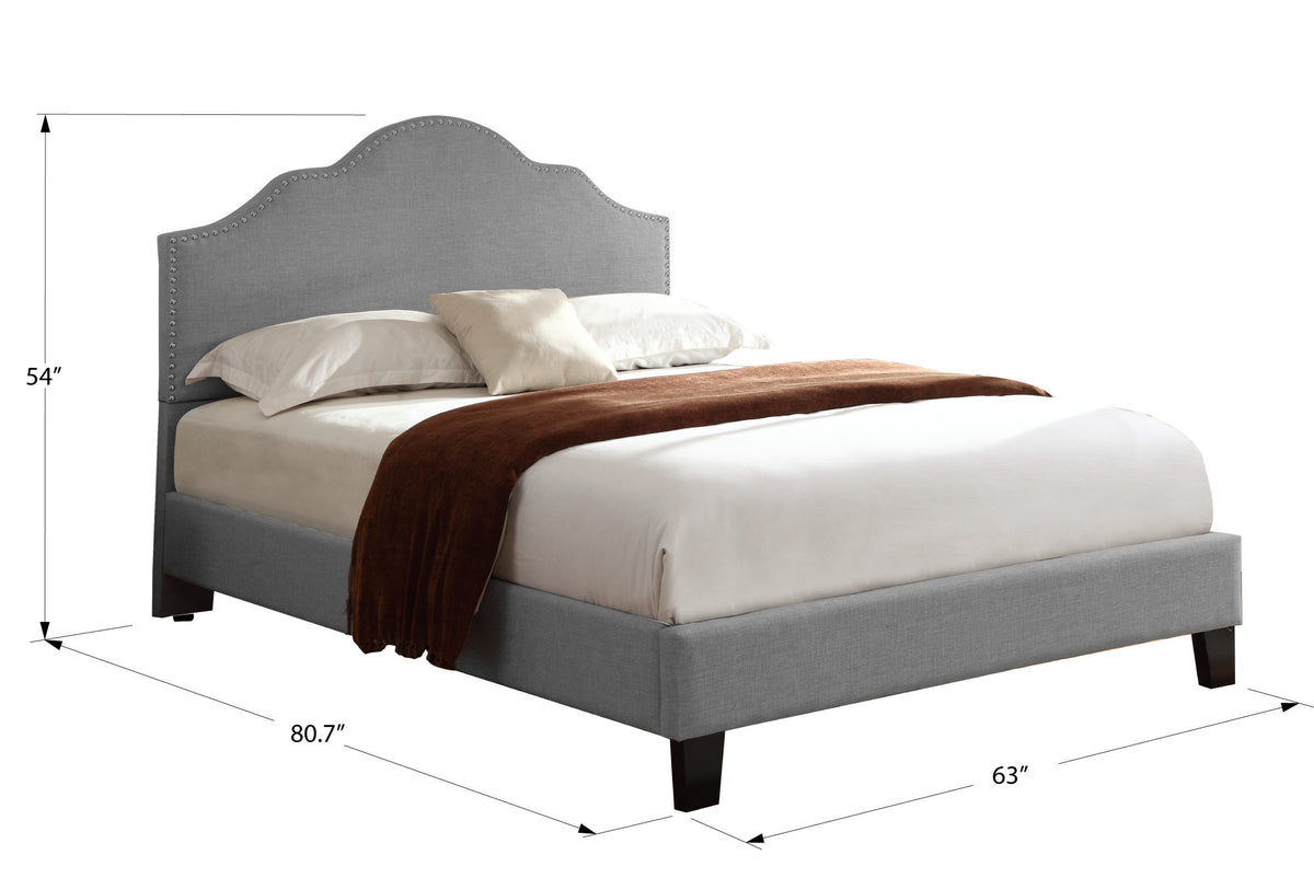 Kopa Gray Queen Upholstered Bed Queen Gray Foam Solid Wood