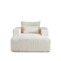 62.5 Inch Corduroy Sponge Sofa Lounge Chair,No Assembly Required,Fluffy Modern Sleeper Chair For Indoor Living Room Bedroom Beige Foam Corduroy 1 Seat