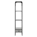 Concrete Grey And Black 2 Shelf Side Pier With 1 Drawer 2 Or Less Black Grey Standard Horizontal Primary Living Space Open Back Wood Contemporary With Drawers Wood Metal