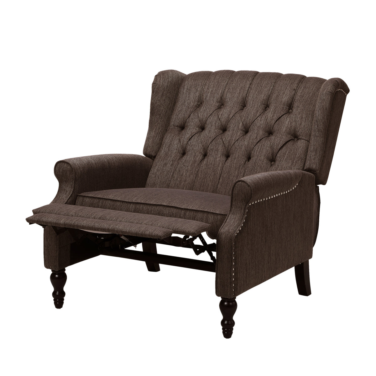One And Half Seater Recliner Brown Fabric