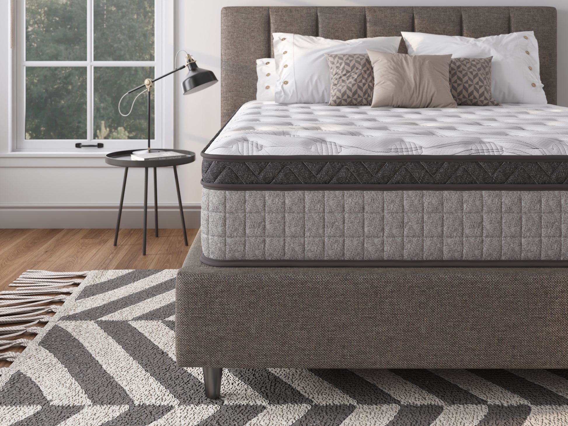 Assembled In Usa High Quality 12" Queen Diamond Innerspring Hybrid And Cooling Gel Memory Foam Mattress, Pressure Relief, And Motion Isolation, Certipur Us And Oeko Tex Certified Gray Foam Spring
