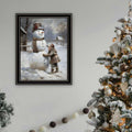 Finishing Touch On The Snowman Black Framed Wall Art For Living Room, Holiday Wall Art Print For Home Decor, Bedroom Wall Art By Jo Moulton Multicolor Wood Paper