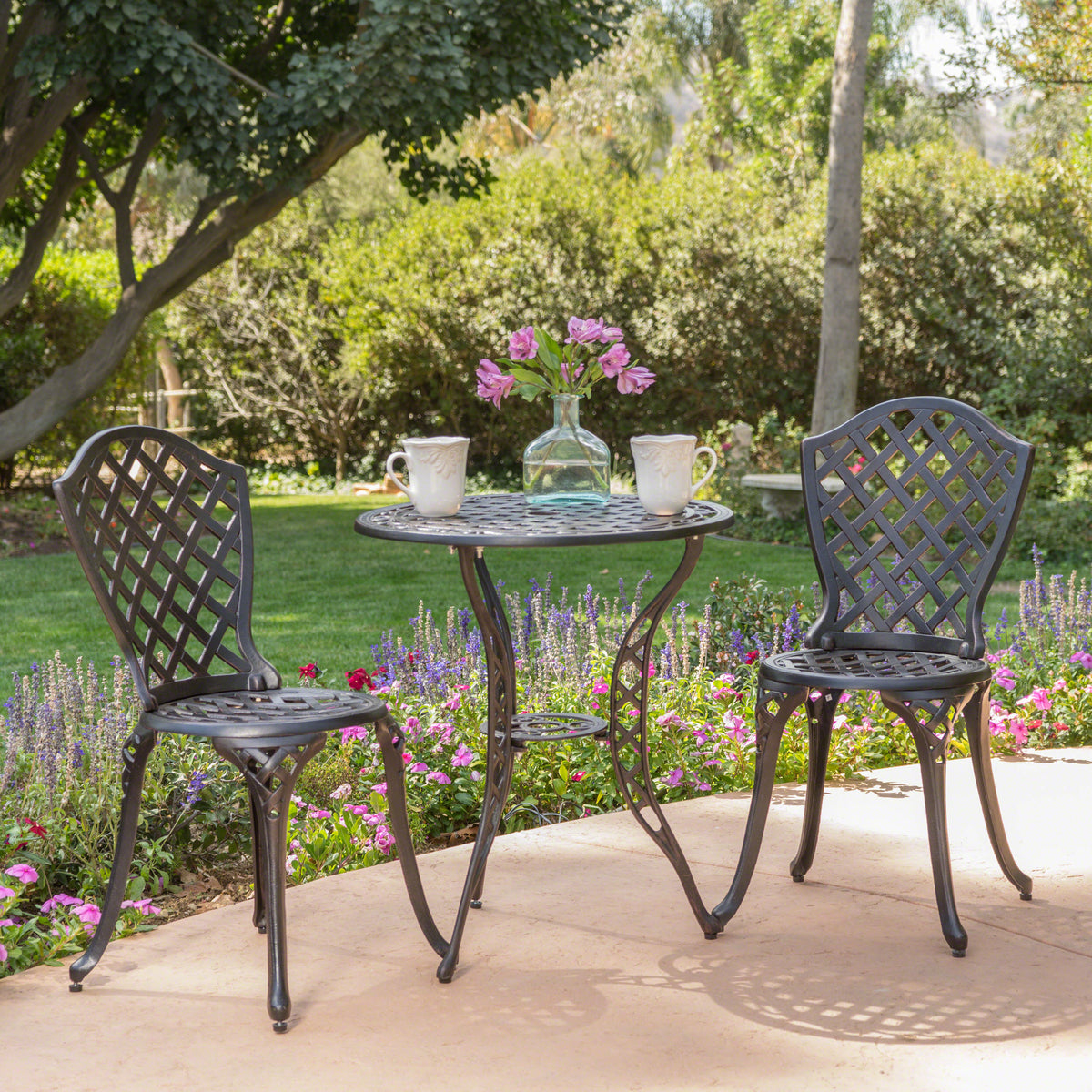 Bono Metal Bistro Set Black Aluminium