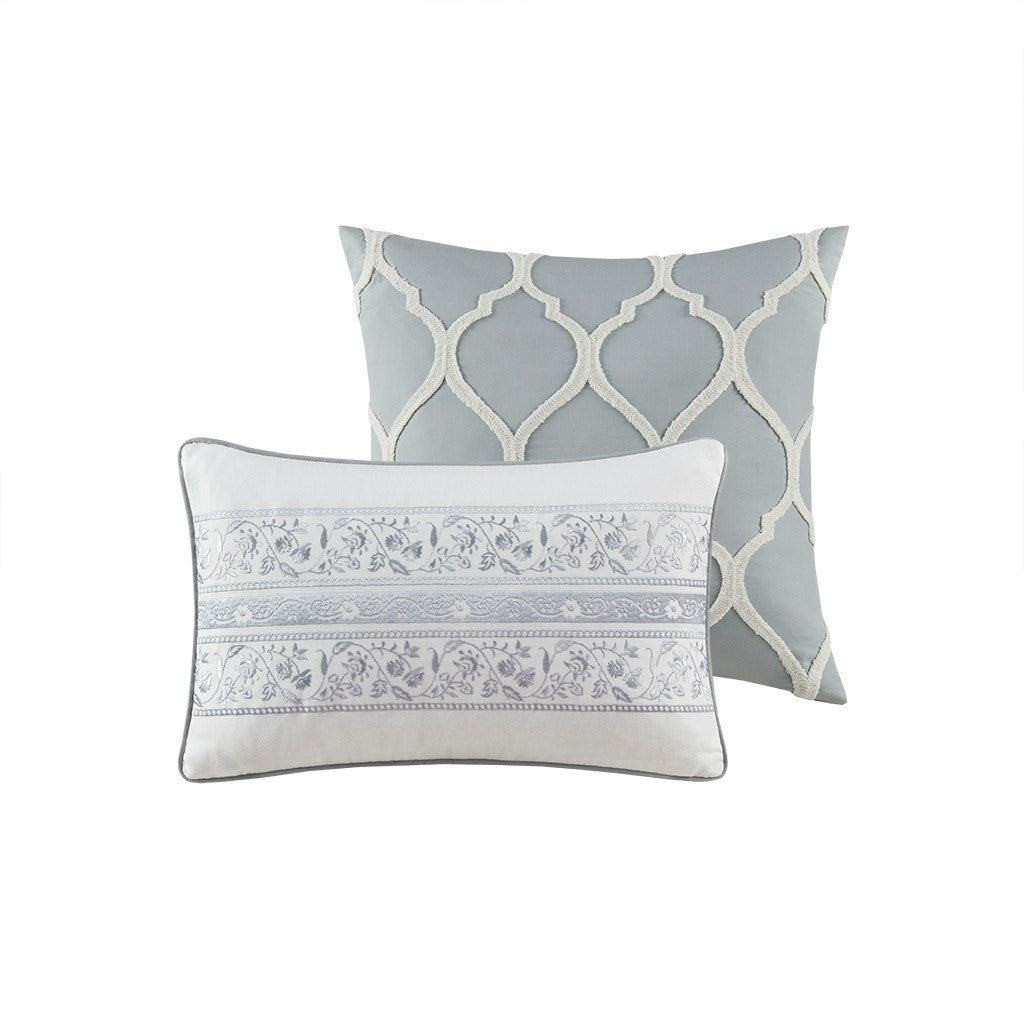 5 Piece Cotton Duvet Cover Set Grey King King Grey Cotton