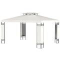 Outsunny 10' X 13' Patio Gazebo, Double Roof Outdoor Gazebo Canopy Shelter With Screen Decorate Corner Frame, For Garden, Lawn, Backyard And Deck, Cream White Cream White Steel