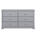 Classic Traditional 1Pc Dresser Of 6 Drawers Gray Finish Bedroom Wooden Storage Furniture Gray Wood