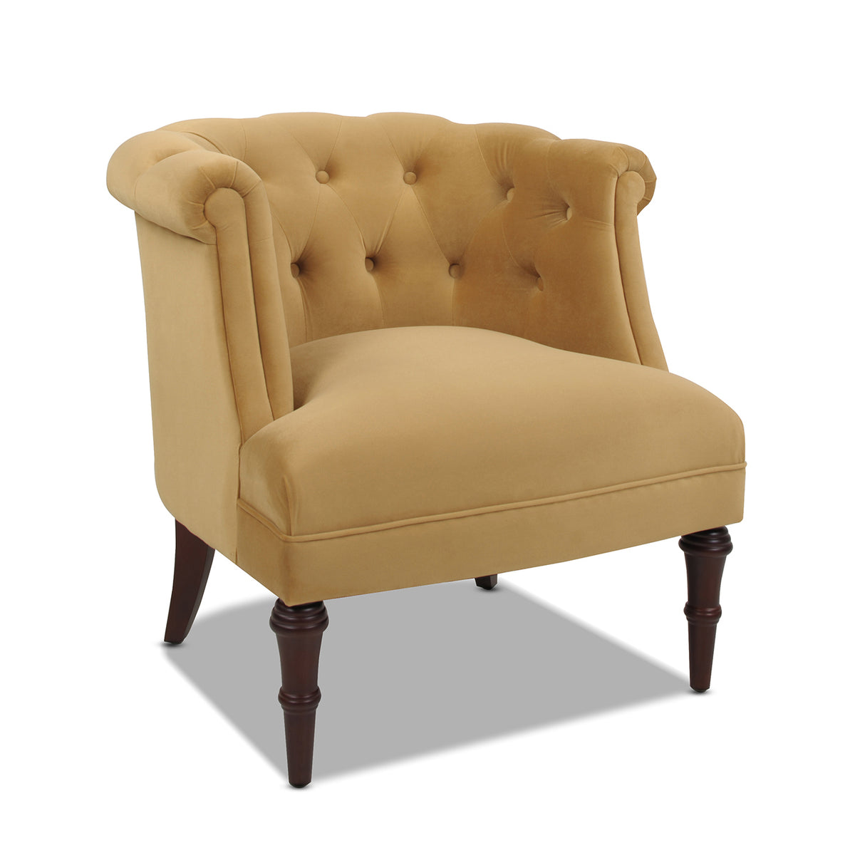 Katherine Tufted Accent Chair, Gold Velvet Yellow Foam Velvet