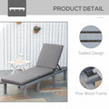 Outsunny Chaise Lounge Chair For Outdoor, Patio Recliner With 4 Position Adjustable Backrest And Cushion For Deck, Beach, Lawn And Sunbathing, Gray Grey Polyester