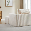 62.5 Inch Corduroy Sponge Sofa Lounge Chair With Removable Footrest,No Assembly Required,Fluffy Modern Sleeper Chair For Indoor Living Room Bedroom Beige Foam Corduroy 1 Seat
