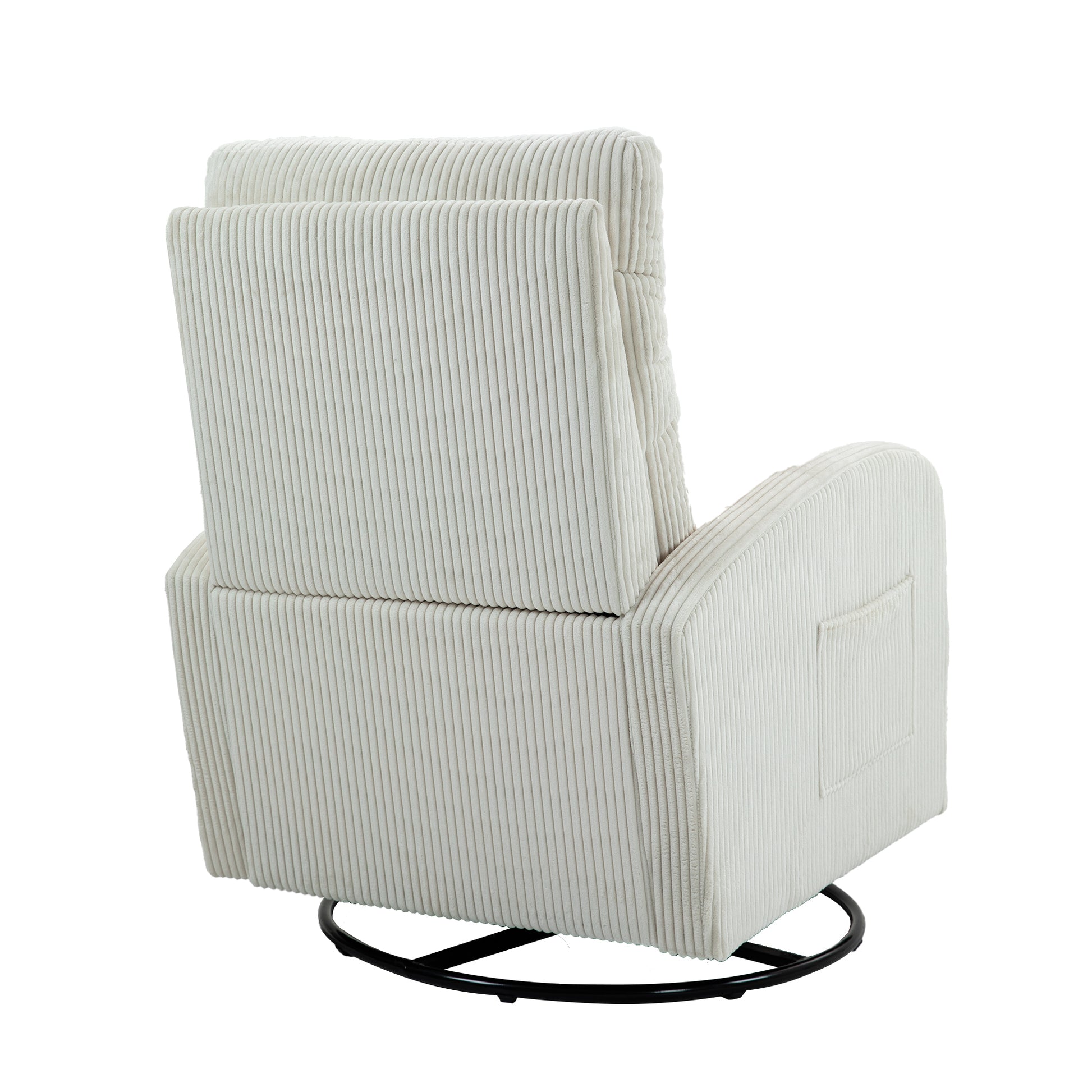 Jiada Upholstered Swivel Glider.Flannel Fabric.Rocking Chair For Nursery In Beige.Modern Style One Left Bag Beige Primary Living Space Foam Fabric Metal