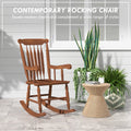 Outsunny Outdoor Wood Rocking Chair, 350 Lbs. Porch Rocker With High Back For Garden, Patio, Balcony, Teak Natural Wood