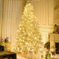Homcom 7.5Ft Tall Prelit Artificial Christmas Tree Holiday D Cor With 1518 Branches, 500 Warm White Led Lights, Auto Open, White White Plastic