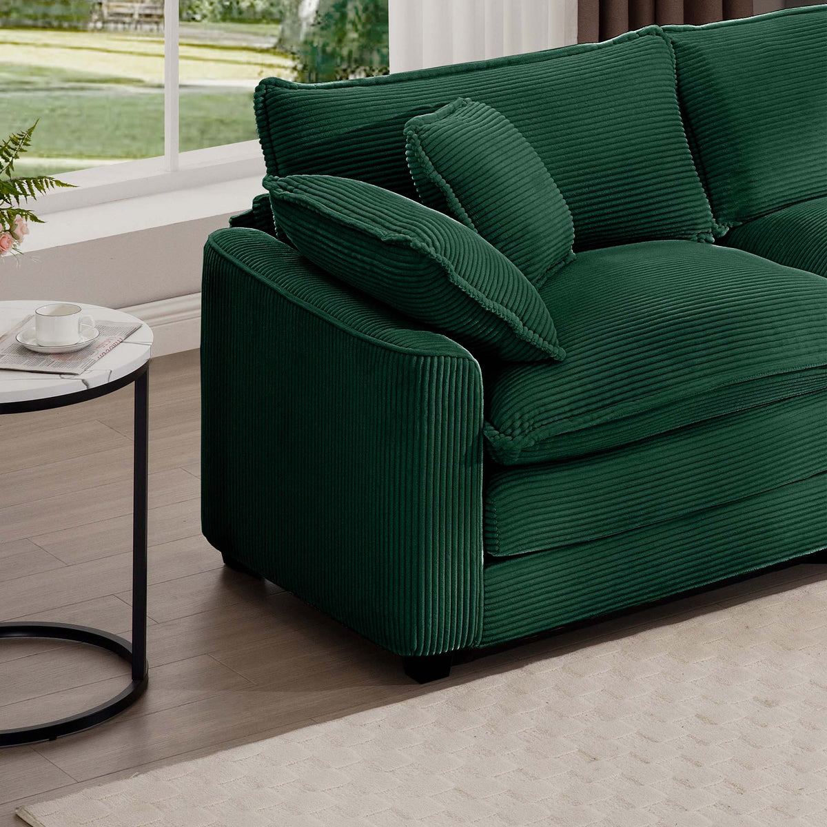Modern Fabric Living Room Sofa 2 Piece Set, One 2 Seater Sofas, One 3 Seater Sofas Sofa With 8 Cushion Upholstery Large Deep Seat Recliner, Green Corduroy Fabric Green Corduroy 7 Seat