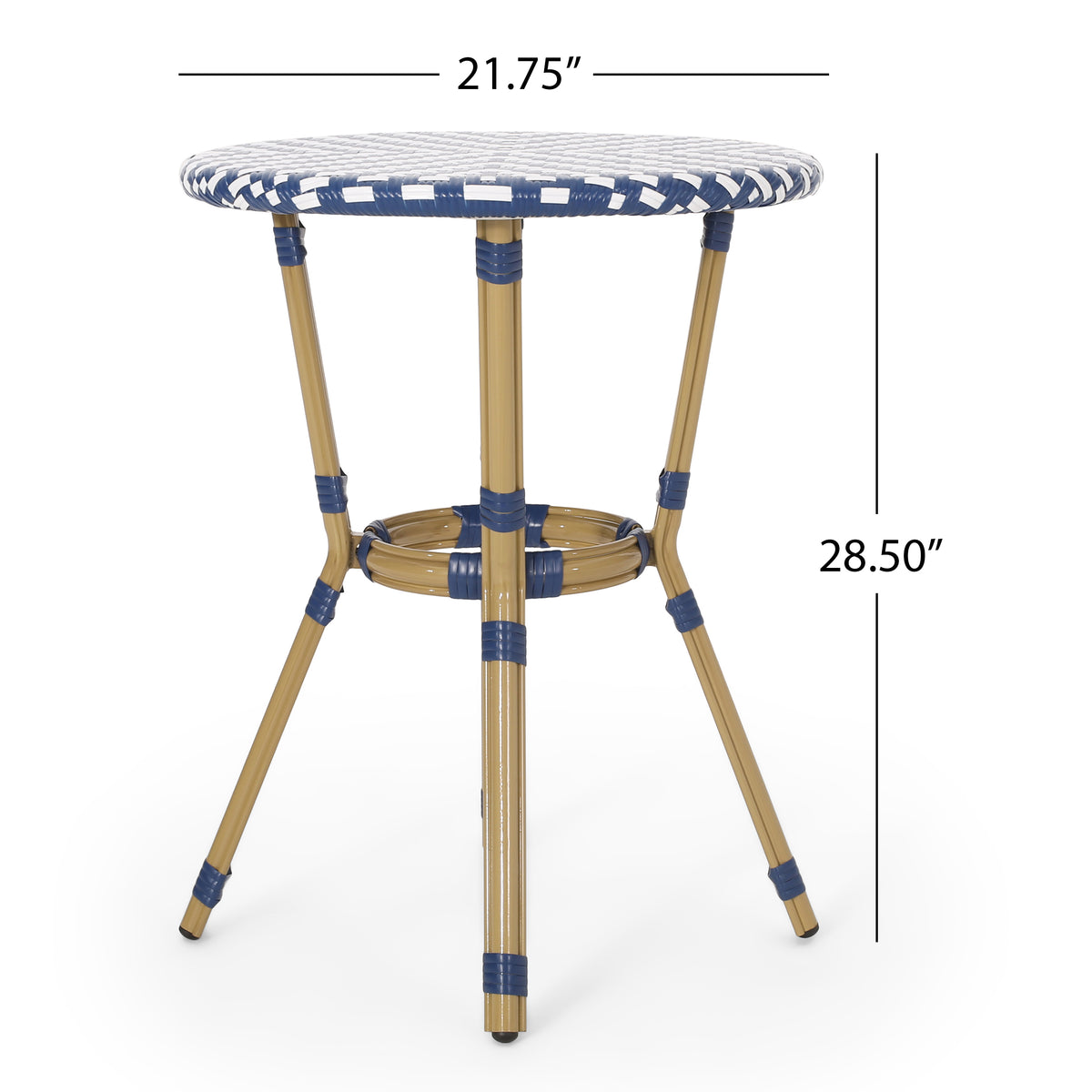 Picardy French Bistro Set Navy Blue Rattan