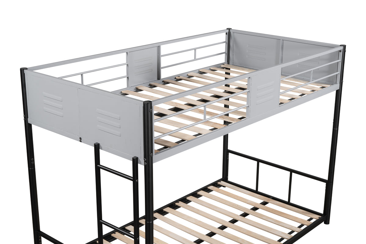 Metal Twin Over Twin Bunk Bed With Vent Board Heavy Duty Sturdy Metal Noise Reduced Safety Guardrail Cpc Certified Twin Black Metal