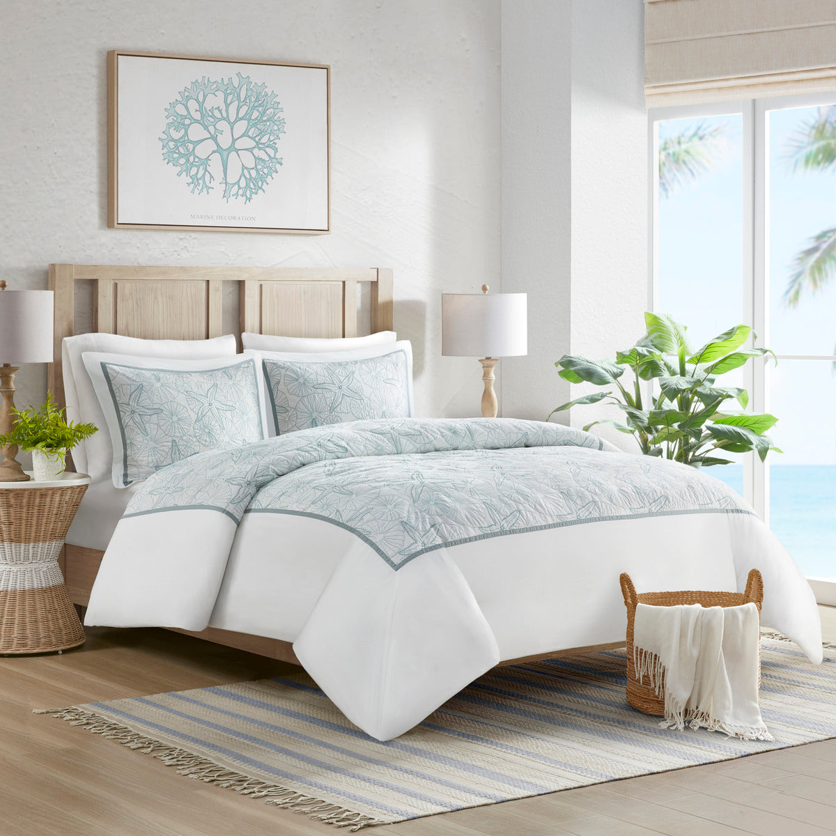 Duvet Cover Mini Set White Full Queen Queen Multicolor Cotton
