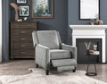 Modern Home Furniture Reclining Chair 1Pc Gray Textured Fabric Upholstered Trim Solid Wood Frame Self Reclining Motion Chair Gray Polyester Wood Modern Solid Wood