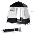 Outsunny Shower Tent, Pop Up Privacy Shelter For Camping, Dressing Changing Room, Portable Instant Outdoor Shower Tent Enclosure W 2 Rooms, Shower Bag, Floor And Carrying Bag, Black Black Taffeta