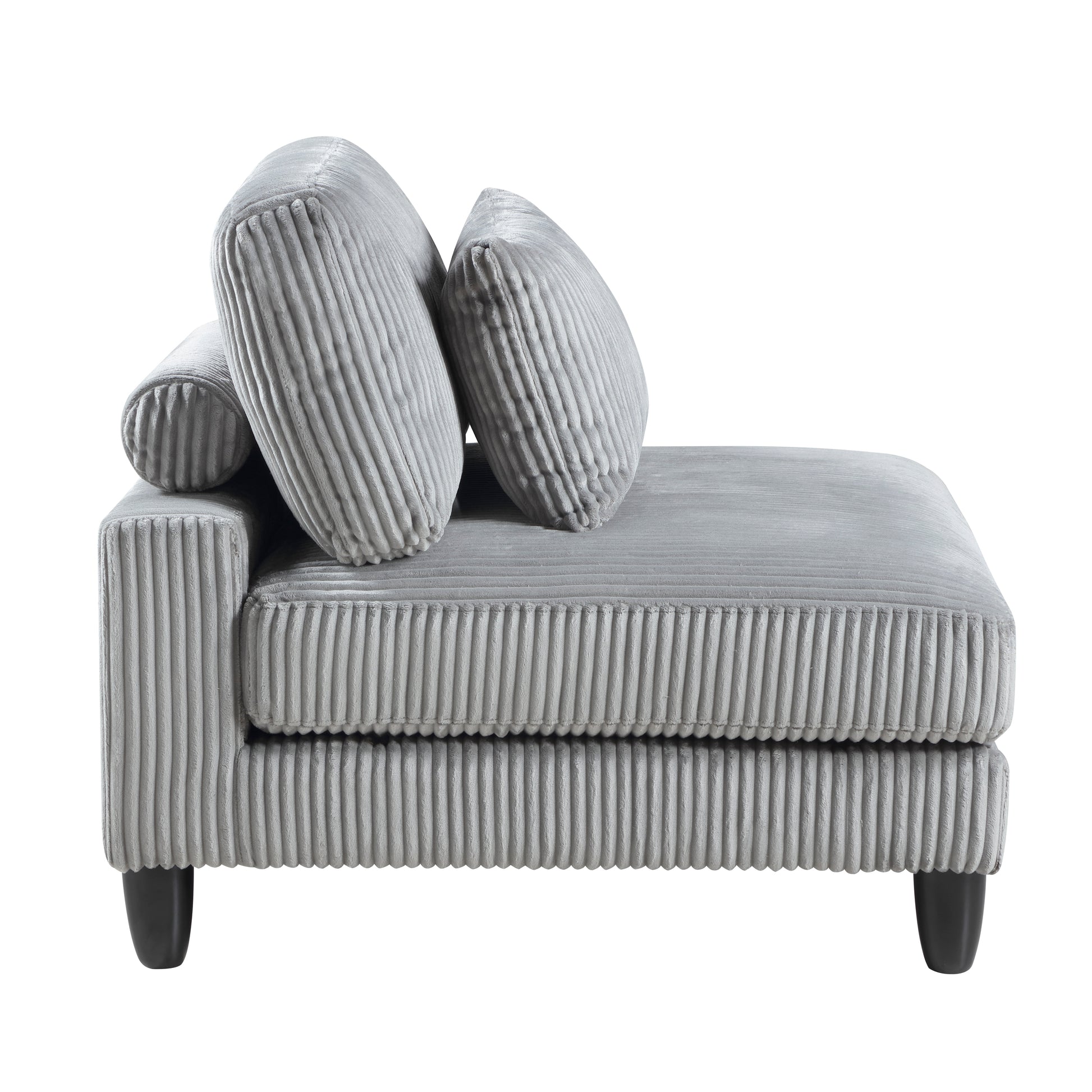 5Pc Modular Sectional Set Gray Corduroy Upholstery 2X Armless Chairs 3X Corner Seats Soft Pillows Living Room Furniture Gray Corduroy Wood Primary Living Space Contemporary,Modern Modular