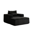 62.5 Inch Corduroy Sponge Sofa Lounge Chair With Removable Footrest,No Assembly Required,Fluffy Modern Sleeper Chair For Indoor Living Room Bedroom Black Foam Corduroy 1 Seat