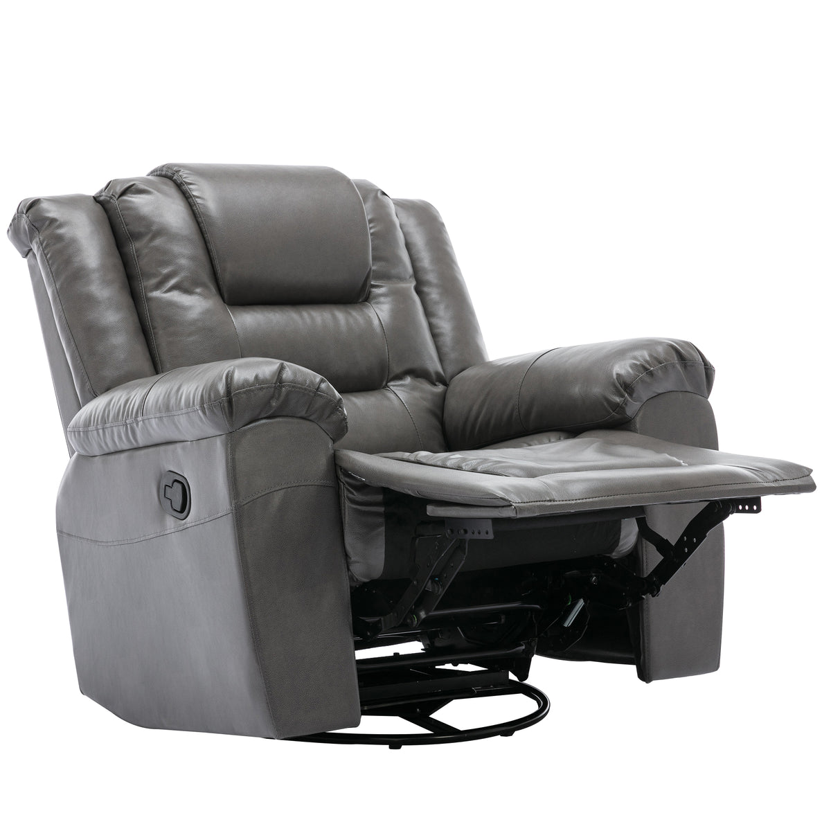 360 Swivel And Rocking Home Theater Recliner Manual Recliner Chair With Wide Armrest For Living Room,Bedroom, Grey Grey Foam Pu