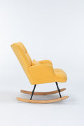 Rocking Chair Nursery, Teddy Upholstered Glider Rocker With High Backrest, Reading Chair Modern Rocking Accent Chairs Glider Recliner For Living Room, Nursery, Bedroom Yellow Velvet