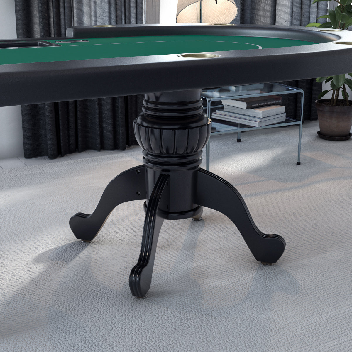 96" Poker Table For Texas Holdem Casino Game Premium Aura Oval With Waterproof Felt Cup Holders Chips Tray Drop Box Green Green Primary Living Space Modern Wood
