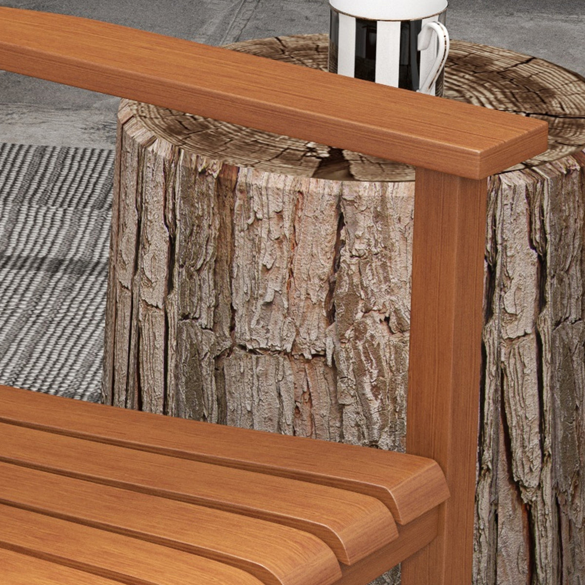 Outsunny Outdoor Rocking Chair Set Of 2 With Side Table, Patio Wooden Rocking Chair With Smooth Armrests, High Back For Garden, Balcony, Porch, Supports Up To 352 Lbs., Teak Natural Wood