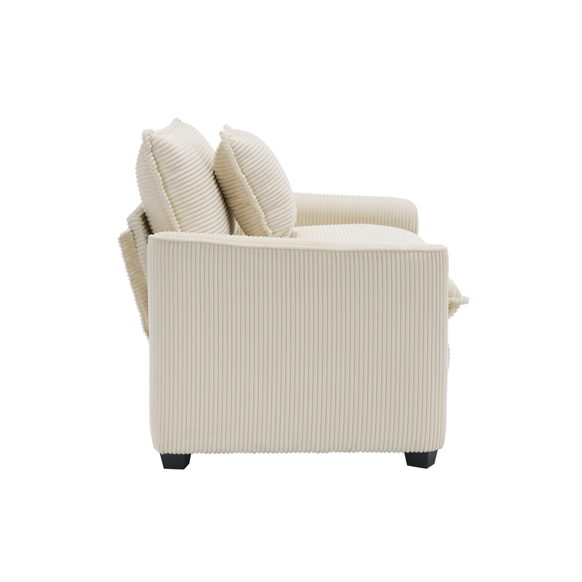 Mid Century Modern Set Of 2 Sofas With One 3 Seater Sofa And One Single Accent Chair, Light Beige Corduroy Fabric Beige Corduroy 4 Seat