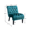 Coolmore Modern Velvet Armless Accent Living Room Chair Leisure Chair,Upholstered Fabric Button Comfortable Chair With Wooden Legs For Bedroom, Living Room, Office Teal Velvet Teal Primary Living Space Foam Velvet