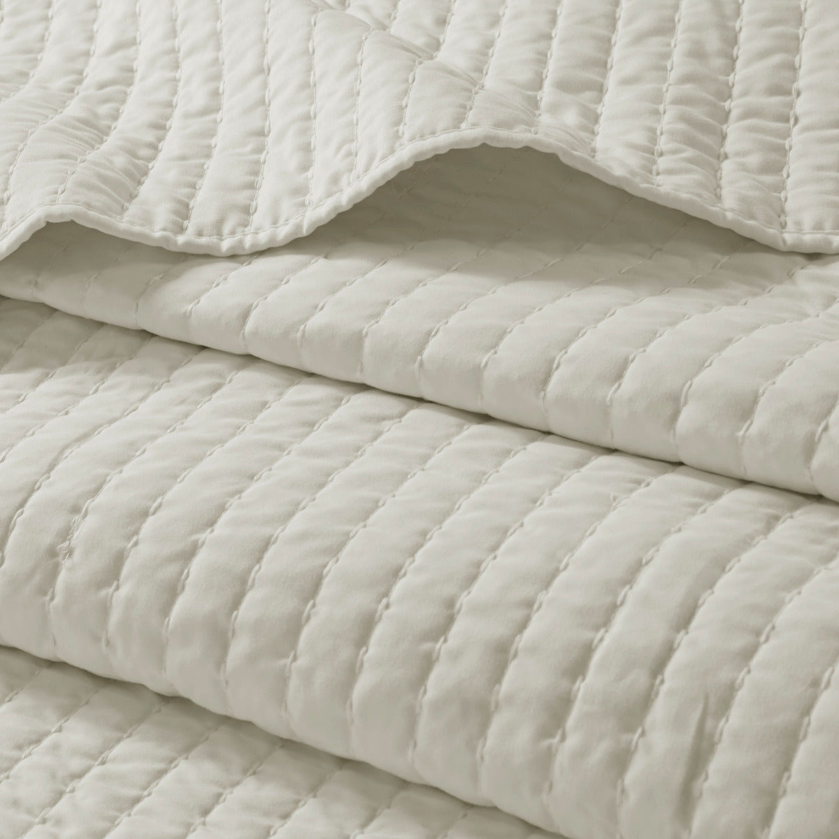 3 Piece Quilt Set Cream Full Queen Full Cream Cotton